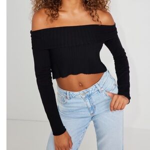 Fold over off the shoulder sweater